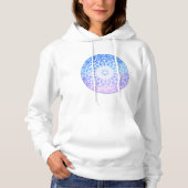Paarse, witte en blauwe ruimte bloemenmandala hoodie (Voorkant)