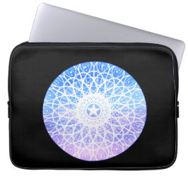 Paarse, witte en blauwe ruimte bloemenmandala laptop sleeve