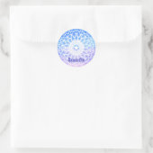 Paarse, witte en blauwe ruimte bloemenmandala ronde sticker (Tas)
