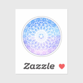 Paarse, witte en blauwe ruimte bloemenmandala sticker