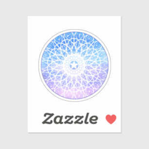Paarse, witte en blauwe ruimte bloemenmandala sticker