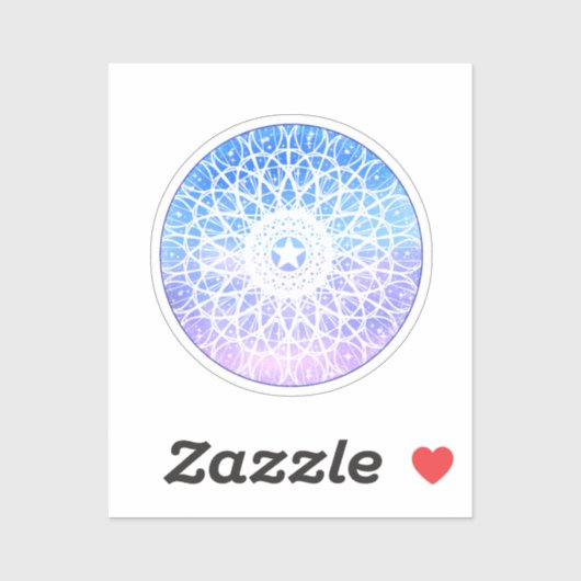Paarse, witte en blauwe ruimte bloemenmandala sticker (Vel)