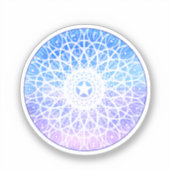 Paarse, witte en blauwe ruimte bloemenmandala sticker (Voorkant)