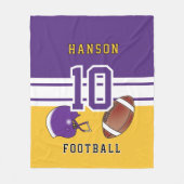 🏈 Paarse, witte en gouden sportbrief Fleece Deken (Voorkant)