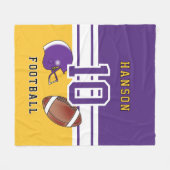 🏈 Paarse, witte en gouden sportbrief Fleece Deken (Voorkant (Horizontaal))