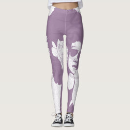 Paarse, witte en graffiti-foto leggings