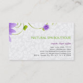 Paarse witte en groene bloemillustratie visitekaartje (Achterkant)