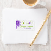 Paarse witte en groene bloemontwerp etiket (Insitu)