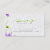 Paarse witte en groene bloemontwerp visitekaartje (Achterkant)