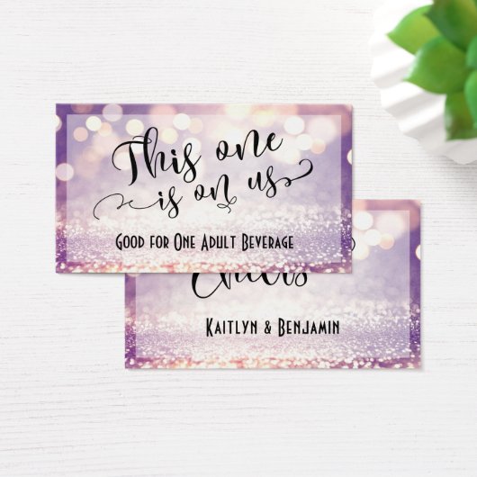 Paarse, witte en Oranje Glitter Bokeh Drink Ticket Visitekaartjes (Bureau)