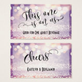 Paarse, witte en Oranje Glitter Bokeh Drink Ticket Visitekaartjes (Voorkant /achterkant)