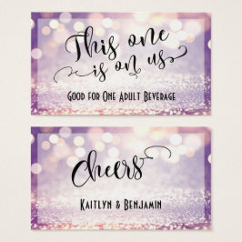 Paarse, witte en Oranje Glitter Bokeh Drink Ticket Visitekaartjes