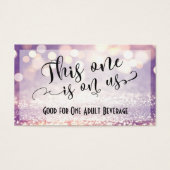 Paarse, witte en Oranje Glitter Bokeh Drink Ticket Visitekaartjes (Voorkant)