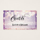 Paarse, witte en Oranje Glitter Bokeh Drink Ticket Visitekaartjes (Achterkant)