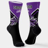 Paarse, witte en zwarte Cheerleader Socks Sokken (Gebogen)