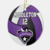 Paarse, witte en zwarte volleybal keramisch ornament (Links)