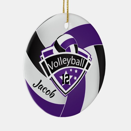 Paarse, witte en zwarte volleybal keramisch ornament (Rechts)