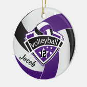 Paarse, witte en zwarte volleybal keramisch ornament (Links)