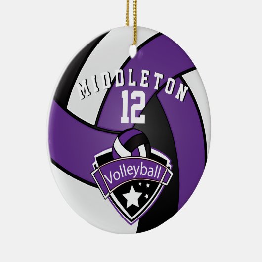 Paarse, witte en zwarte volleybal 🏐 keramisch ornament (Rechts)