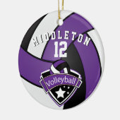 Paarse, witte en zwarte volleybal 🏐 keramisch ornament (Links)