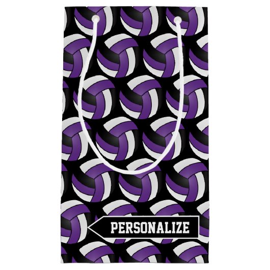 Paarse, witte en zwarte volleybal - Personaliseer Klein Cadeauzakje (Voorkant)