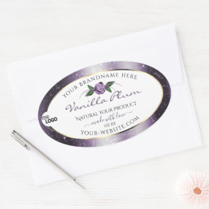 Paarse witte etiketten met zacht glitter met Logo