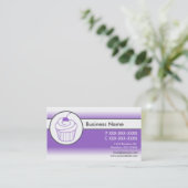 Paarse witte fade cupcake aangepaste visitekaartje (Staand voorkant)