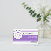 Paarse witte fade cupcake aangepaste visitekaartje (Staand voorkant)