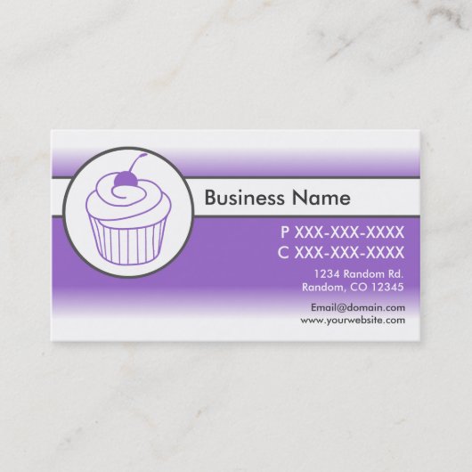 Paarse witte fade cupcake aangepaste visitekaartje (Voorkant)