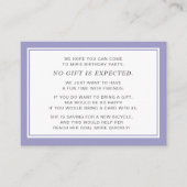 Paarse Witte Fiver 5 dollar Birthday Party Informatiekaartje (Voorkant)