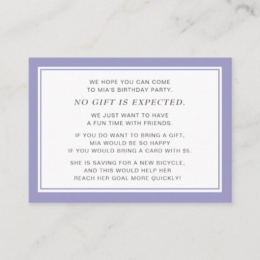 Paarse Witte Fiver 5 dollar Birthday Party Informatiekaartje (Voorkant)