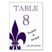 Paarse witte Fleur de Lis Event Table Marker Kaart (Achterkant)