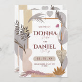 Paarse witte flora esthesie bespaart de datum save the date (Voorkant / Achterkant)