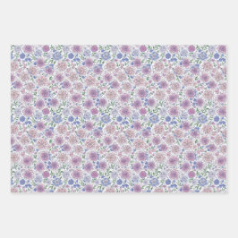 Paarse Witte Flora Modern Art inpakpapier