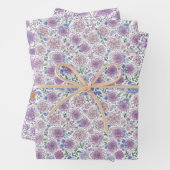 Paarse Witte Flora Modern Art inpakpapier Vel (In situ)