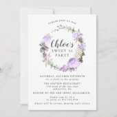 Paarse witte Floral met grote saus zweet zestiende Kaart (Voorkant)