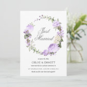 Paarse witte Floral net getrouwd Aankondiging (Staand voorkant)