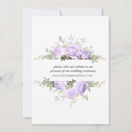 Paarse witte Floral net getrouwd Aankondiging (Achterkant)