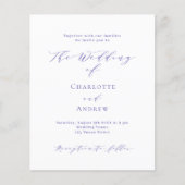 Paarse witte formele budget bruiloft uitnodiging (Voorkant)