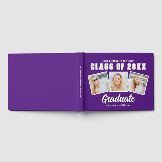 Paarse witte fotoklasse van 2025 Afstuderen Gastenboek (Volledig)