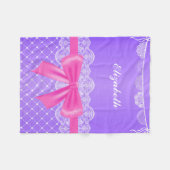 Paarse witte gelaatstrekker fleece deken (Voorkant (Horizontaal))