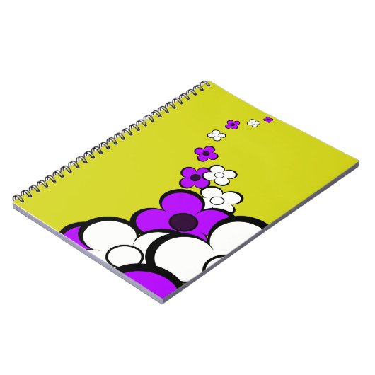 Paarse witte gele bloemen notitieboek (Linkerzijde)