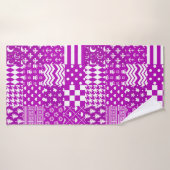 Paarse Witte Gemengde Patchwork Ontwerp Badhanddoek (Badhanddoek)