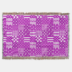 Paarse Witte Gemengde Patchwork Ontwerp Deken