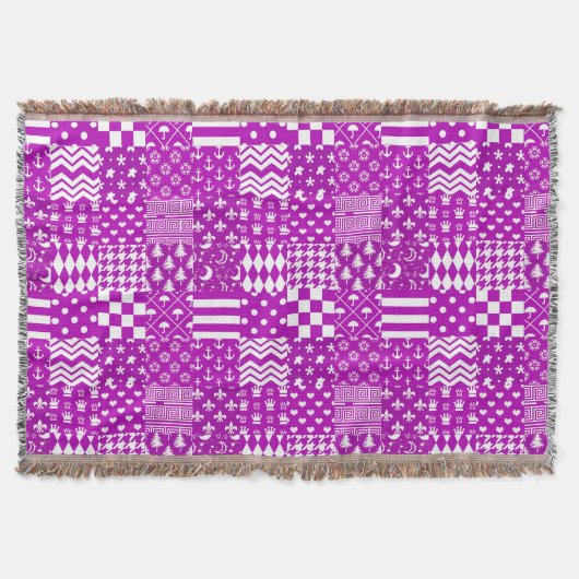 Paarse Witte Gemengde Patchwork Ontwerp Deken (Voorkant)