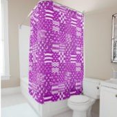 Paarse Witte Gemengde Patchwork Ontwerp Douchegordijn