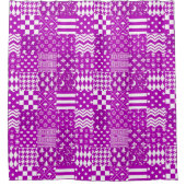 Paarse Witte Gemengde Patchwork Ontwerp Douchegordijn (Voorkant)