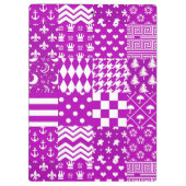 Paarse Witte Gemengde Patchwork Ontwerp Klembord (Achterkant)