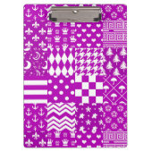 Paarse Witte Gemengde Patchwork Ontwerp Klembord (Voorkant)