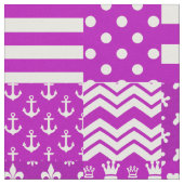 Paarse Witte Gemengde Patchwork Ontwerp Stof (Close Up)